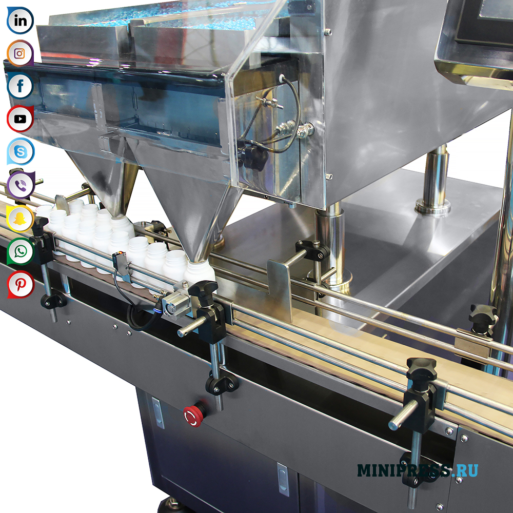 آلة أوتوماتيكية مع نظام الاهتزاز للعد وملء أقراص وكبسولات