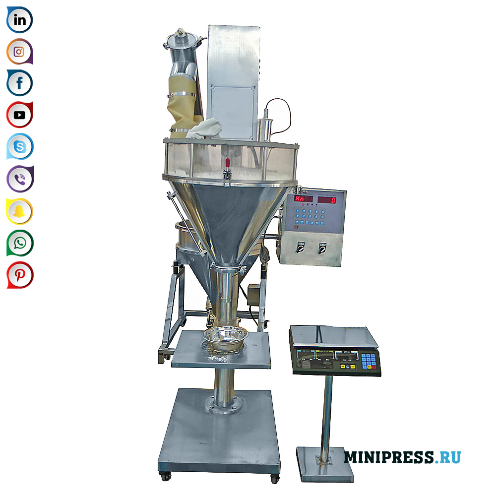 Полуавтоматична машина за дозиране за шнеково снабдяване на твърдо течащи прахове