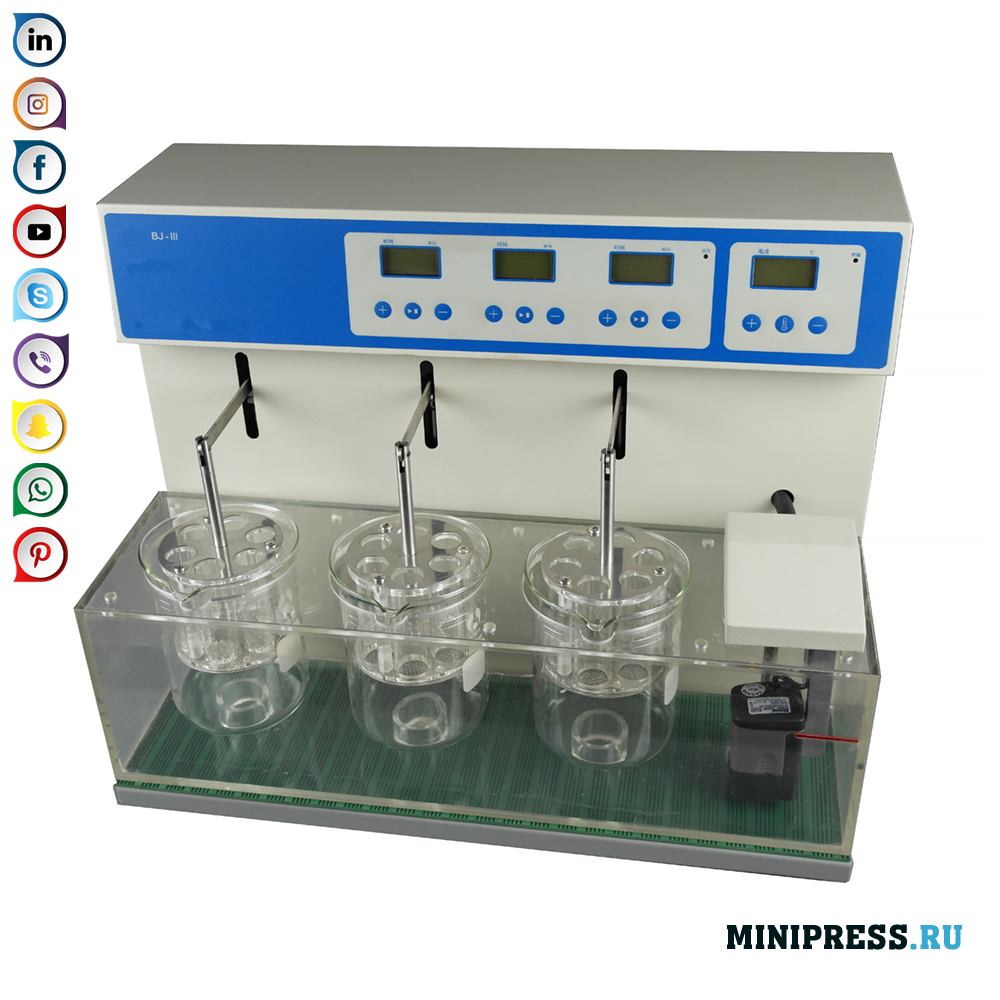 Dezintegrační tester pro sledování procesu desintegrace pevných látek v laboratoři