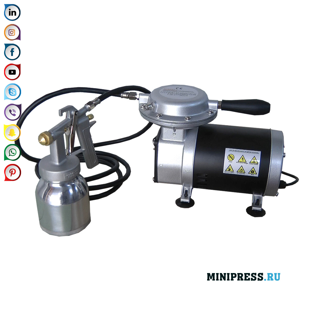 Spuitpistool met compressor voor airbrushen en coaten