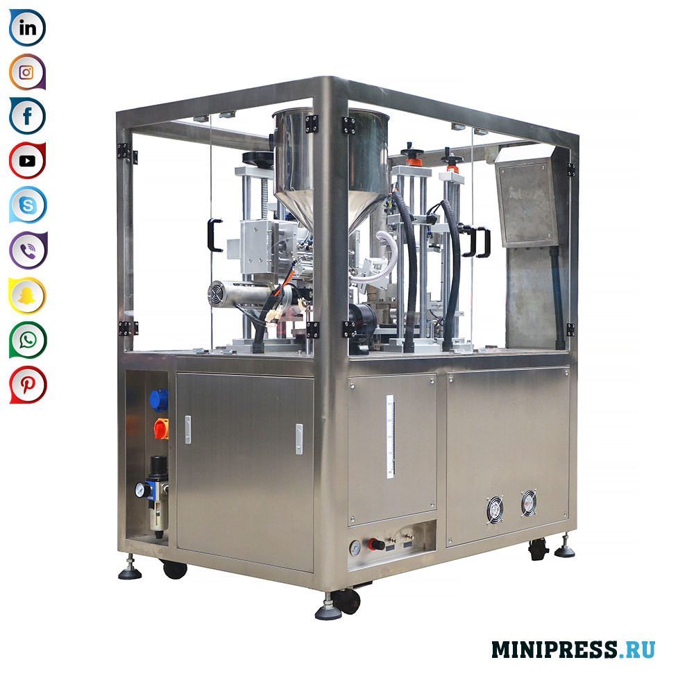 Apparatuur voor het vullen van plastic buizen en ultrasone randafdichting