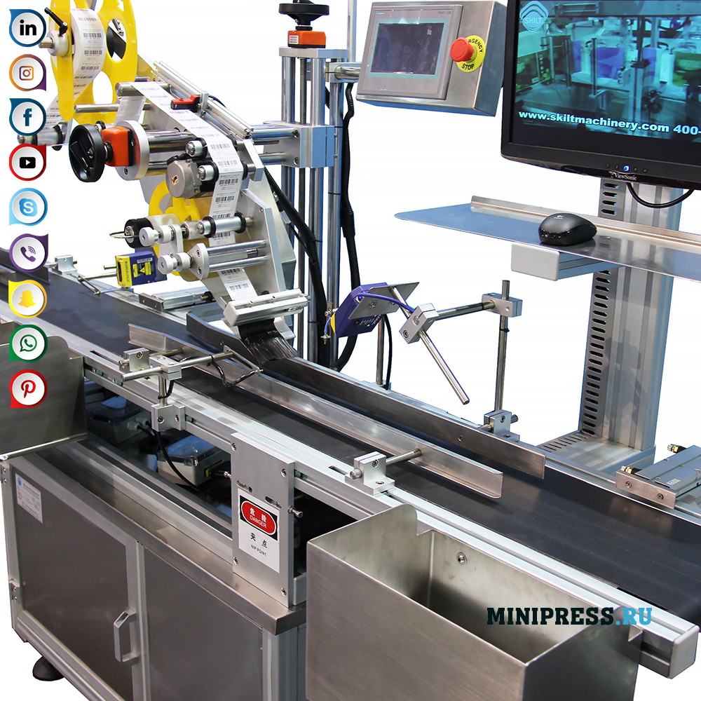 ეტიკეტის მარკირების მანქანა ხუფების ან ყუთების თავზე