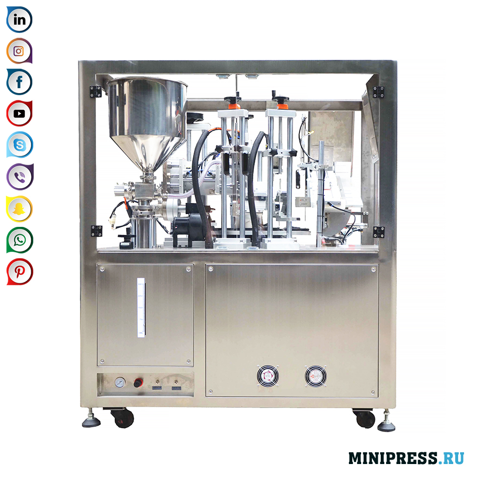 プラスチックチューブの充填および超音波エッジシールの装置