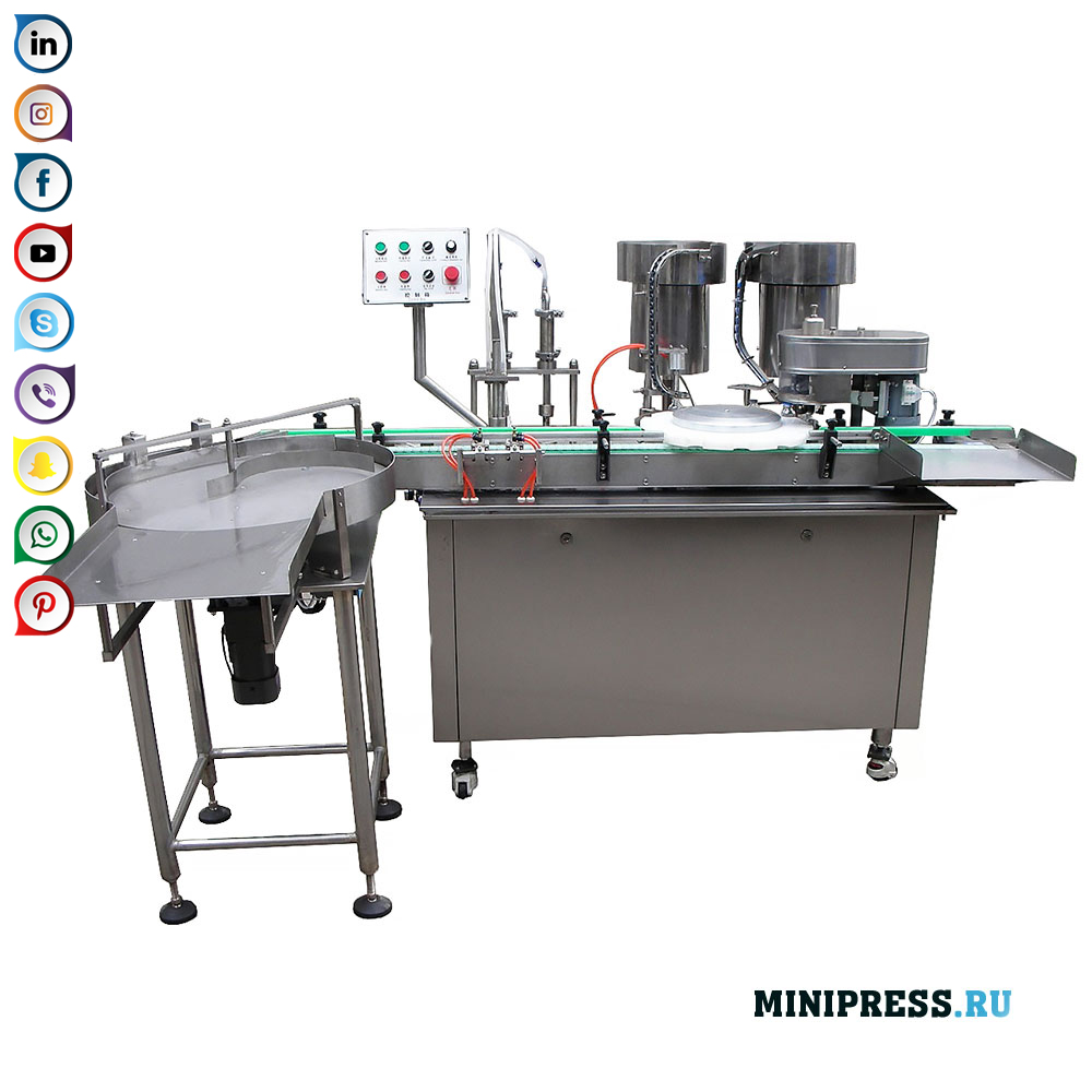 Monobloc pentru umplerea lichidelor în sticle de sticlă cu dopuri de plută și capac din aluminiu