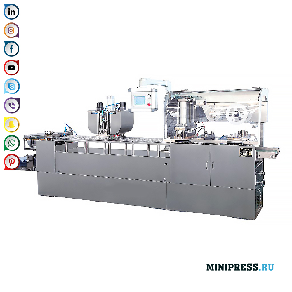 Blisterový stroj na balenie kapsúl, tabliet, dražé, mlieka sladkostí, žuvačky, džemu, tekutej čokolády