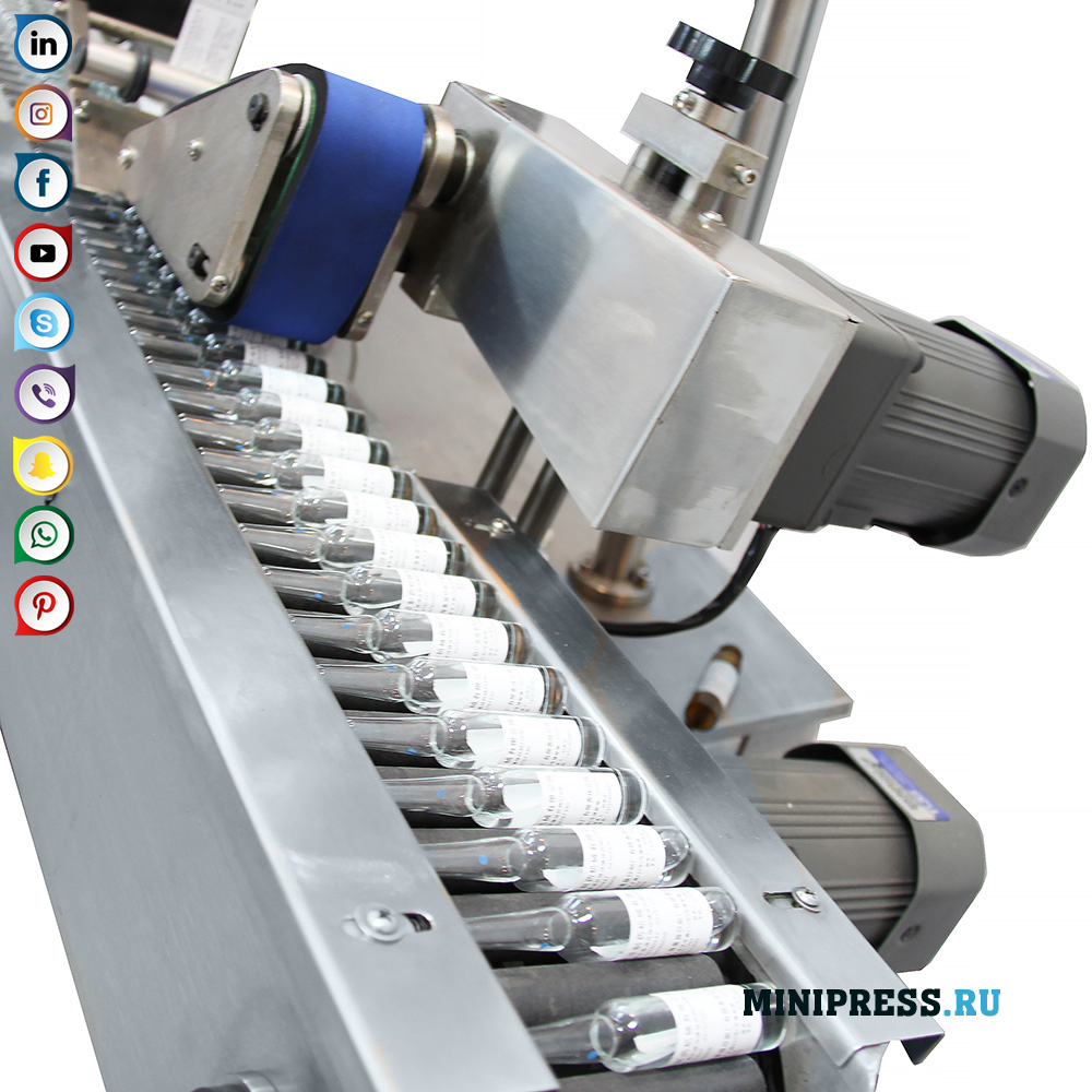 Etiketovací stroj na označovanie sklenených ampúl a liekoviek na penicilín