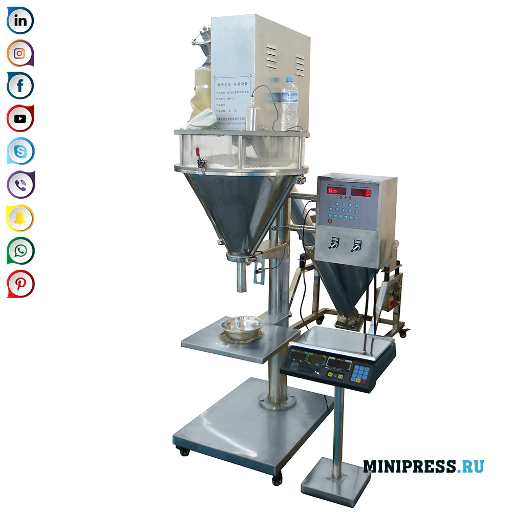 Halvautomatisk doseringsmaskin för skruvförsörjning av hårtflödande pulver